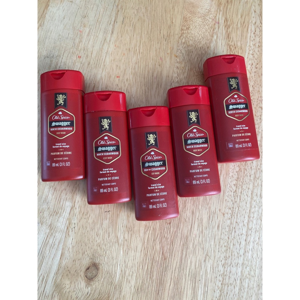Old Spice Swagger Body Wash Mens 3oz Red New 5 Pack Cedarwood Scent Travel‎ Size